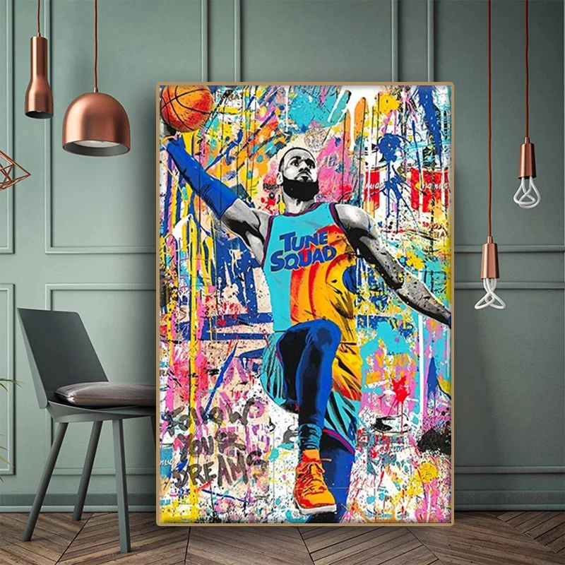 

Famous Basketball Player Star Poster Graffiti Painting Street Pop Art Canvas Posters Prints Wall Pictures Living Room Home Decor