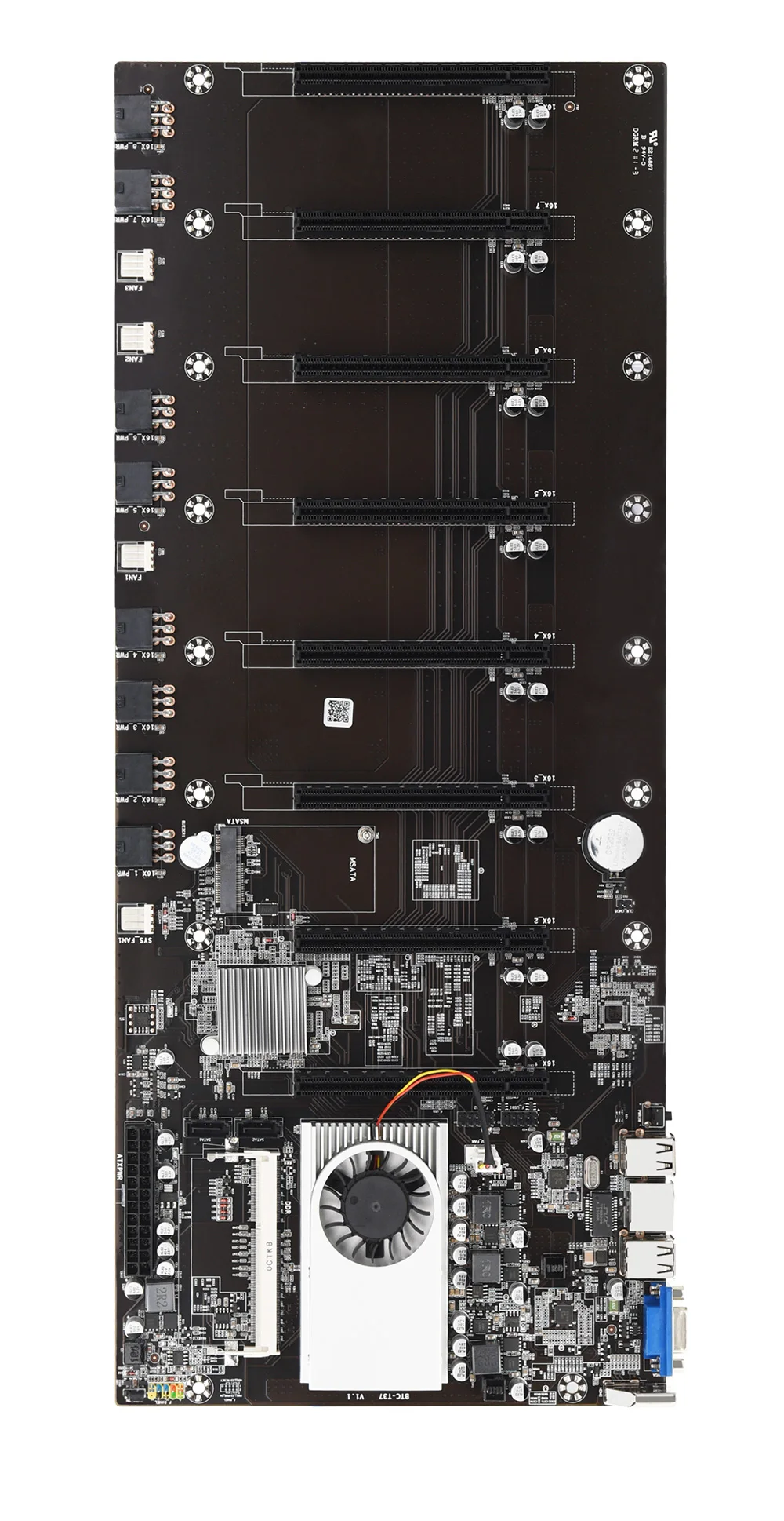 Рабочая материнская плата для майнинга 8 GPU T37 с ЦП криптовалют BTC экспертная без