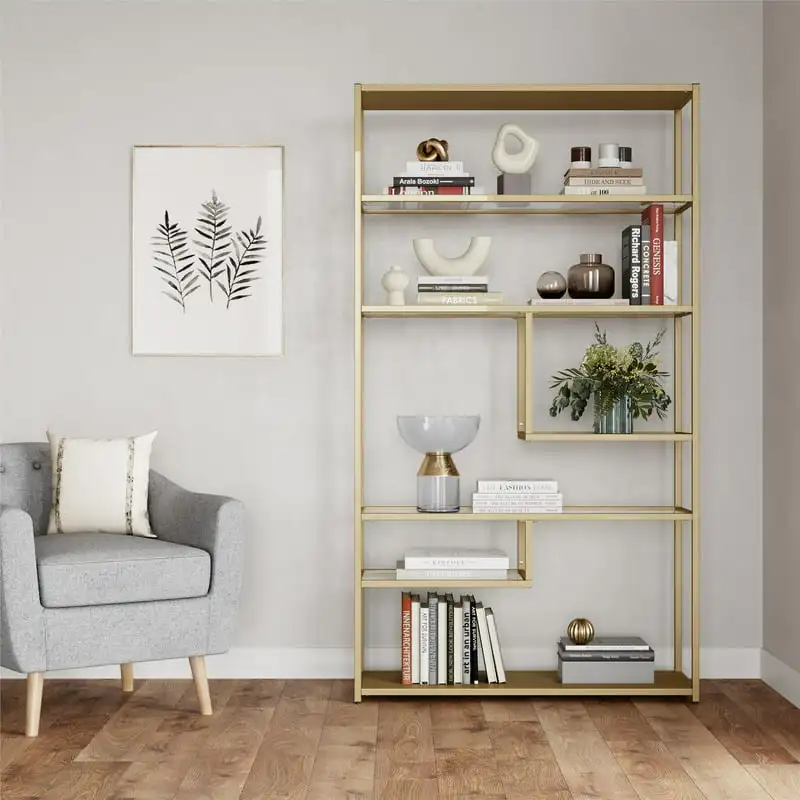 

Moriah Bookcase ÃtagÃ¨re, Living Room & Home Office, Brass