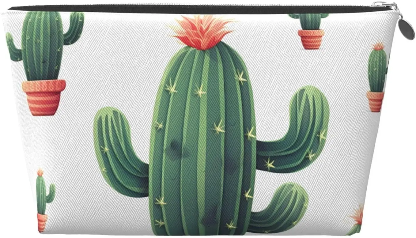 Кожаная дорожная косметичка с принтом Cactus(2)