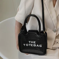 2022 letter handbag for women pvc mesh square shoulder crossbody bags fashion top handle ladies summer toter bag beach purses