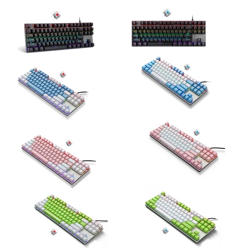 

87 Key Wired Keyboard Luminous True Mechanical Shaft Keypad for Gamer G-Sports