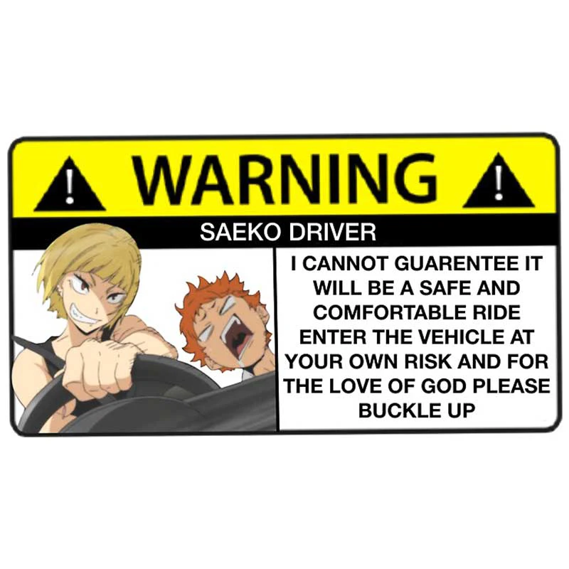 

For Tanaka Saeko Car Stickers Sunscreen Anime Warning Decals Campervan Motorcycle Decor Sunscreen Car Styling 13cm