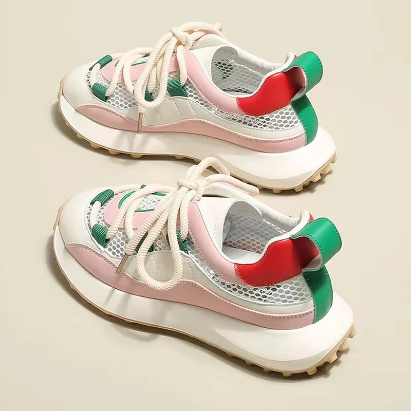 

SENDNAKAI Summer New Women's Breathable Mesh Forrest Gump Shoes Thick Sole Casual Sports Shoes Lightweight and Fashionable