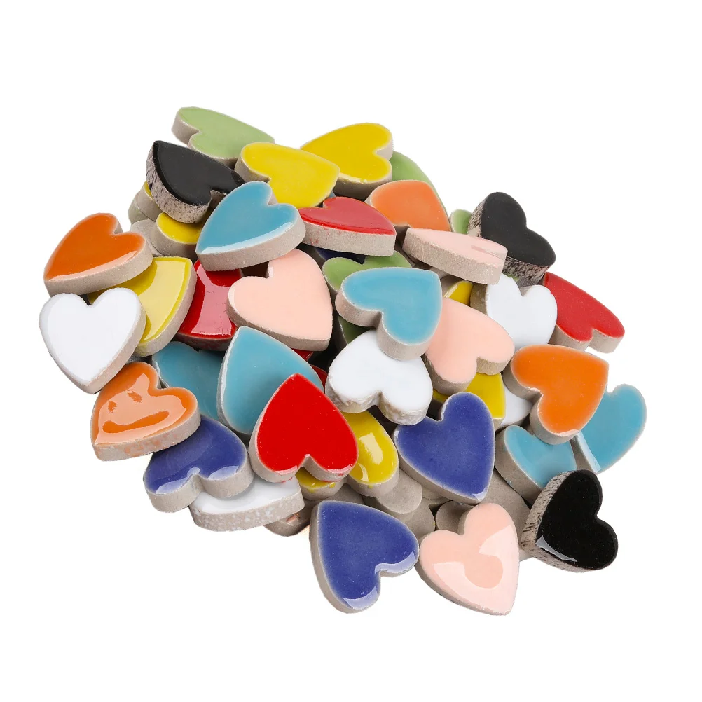 

200g Heart Ceramic Mosaic Pieces Colorful Stained Ceramic Mosaic Tiles