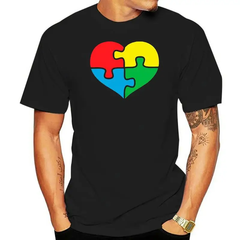 

Kids Autism Heart T-Shirt - Love Puzzle Awareness Bow Autistic Birthday Gift Top Custom Special Print Tee Shirt