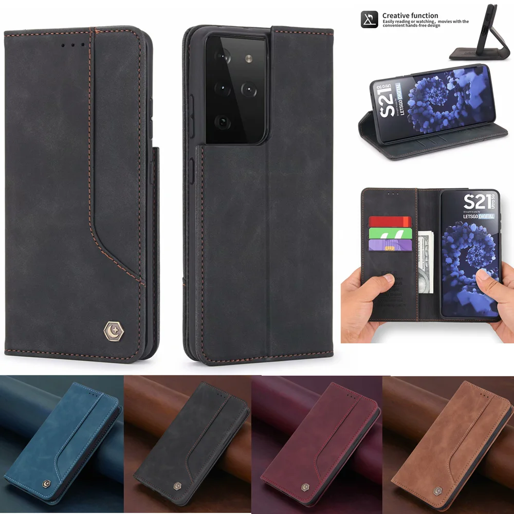 

Чехол для Samsung Galaxy S21 S20 FE Ultra A51 A71 A21S A31 A41 A50 A70 A20E M31 A20 A20E A20s A10s, магнитный кожаный флип-чехол, 2022