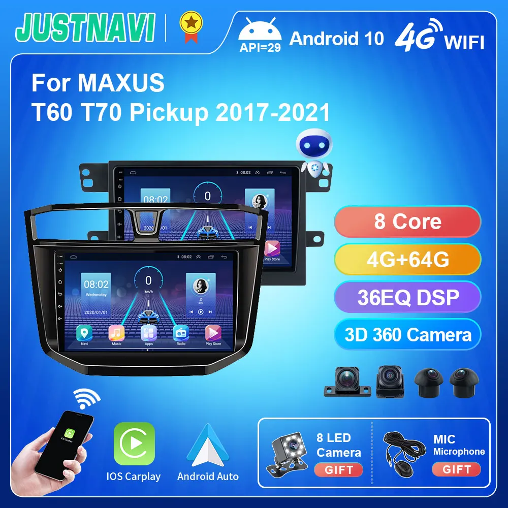 JUSTNAVI QT10 Android 10,0 для MAXUS T60 T70 пикап 2017 - 2021 автомобильный DVD GPS навигатор автомобильное радио стерео Мультимедийный Плеер