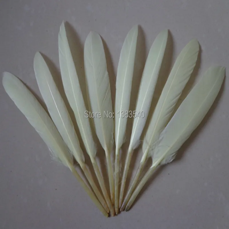 

Free Shipping 100pcs Dyed Goose Feather 10-15cm / 4-6 inch beige yellow