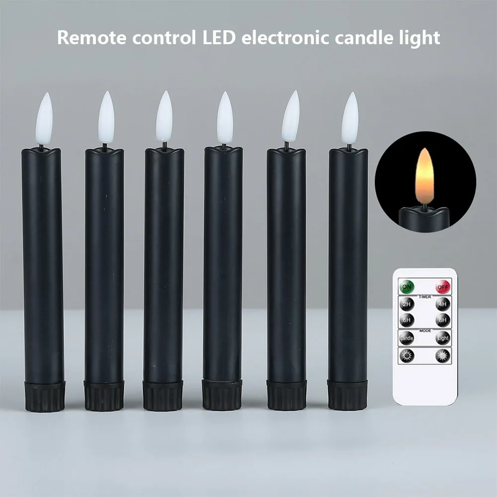 

6pcs LED Flameless Taper Candles 16.5/25cm Battery Operated Flickering Candlesticks Electric Candles Lamp for Wedding Home Decor