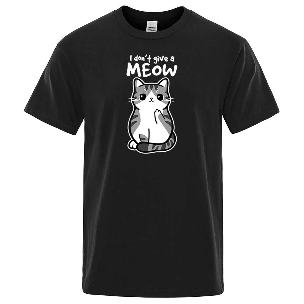 

Футболка мужская с принтом милого кота и мяу, повседневная хлопковая рубашка с короткими рукавами, топ, уличная одежда, на лето