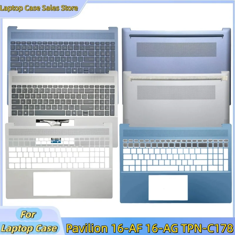 Фото Новая замена для HP Pavilion 16-AF 16-AG TPN-C178: верхняя крышка (пальмрест) с подсветкой клавиатуры / нижняя крышка (D-корпус) №1
