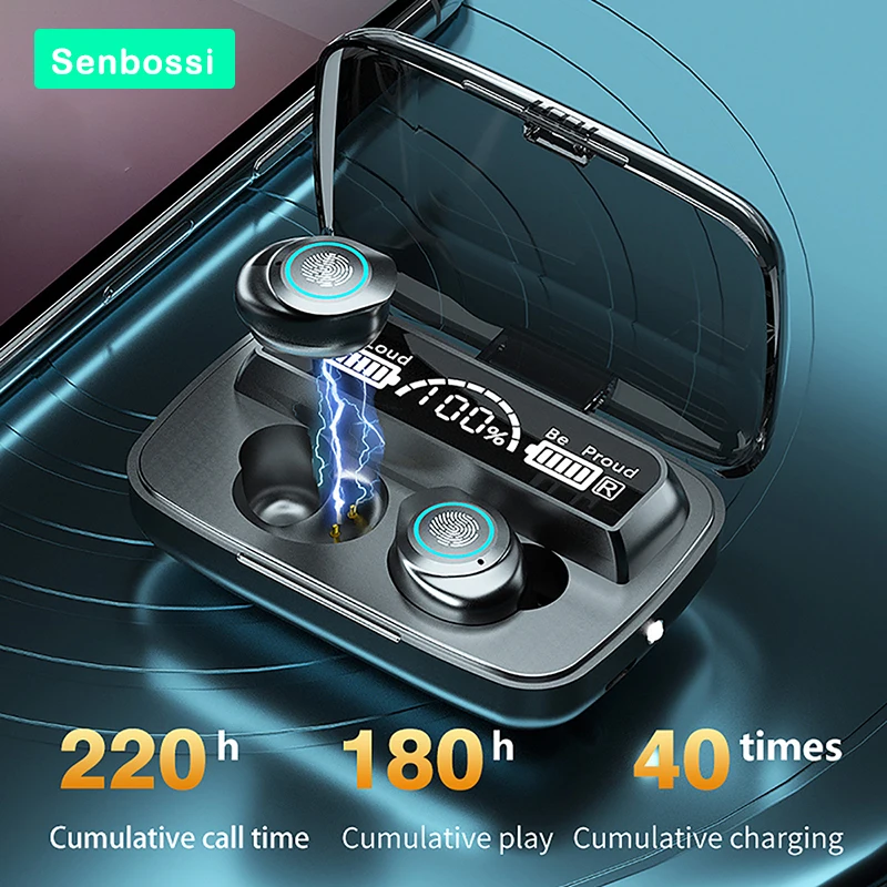 

Tws-стереонаушники Senbossi с поддержкой Bluetooth 5,2 и зарядным футляром на 3500 мА · ч