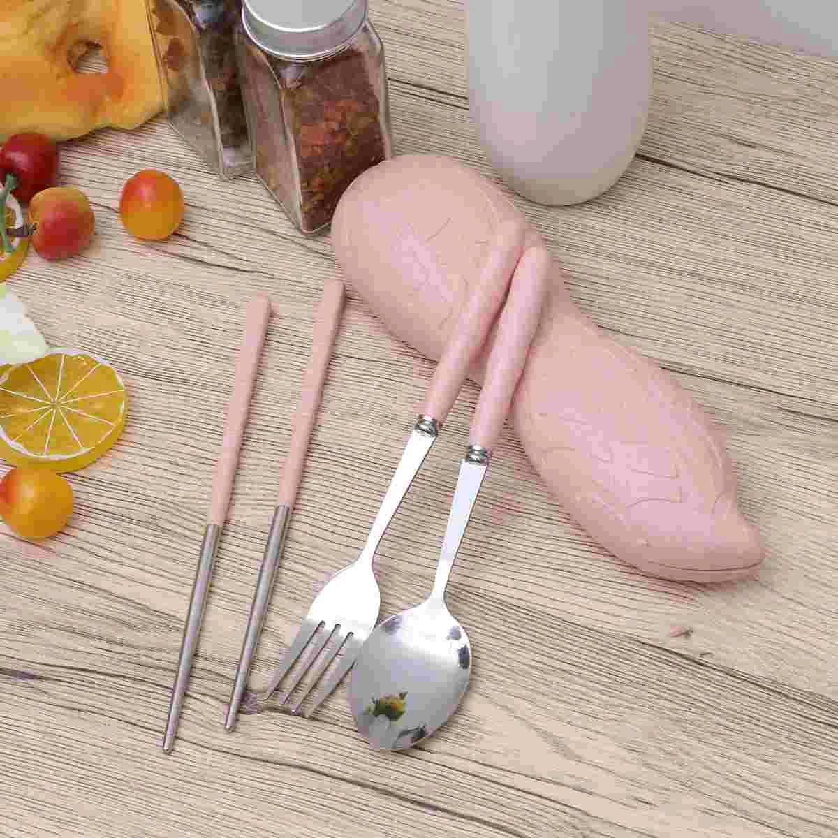 

1 Set Chopsticks Spoons Fork Lovely Portable Tableware Cutlery Flatware for Travel Camping Home
