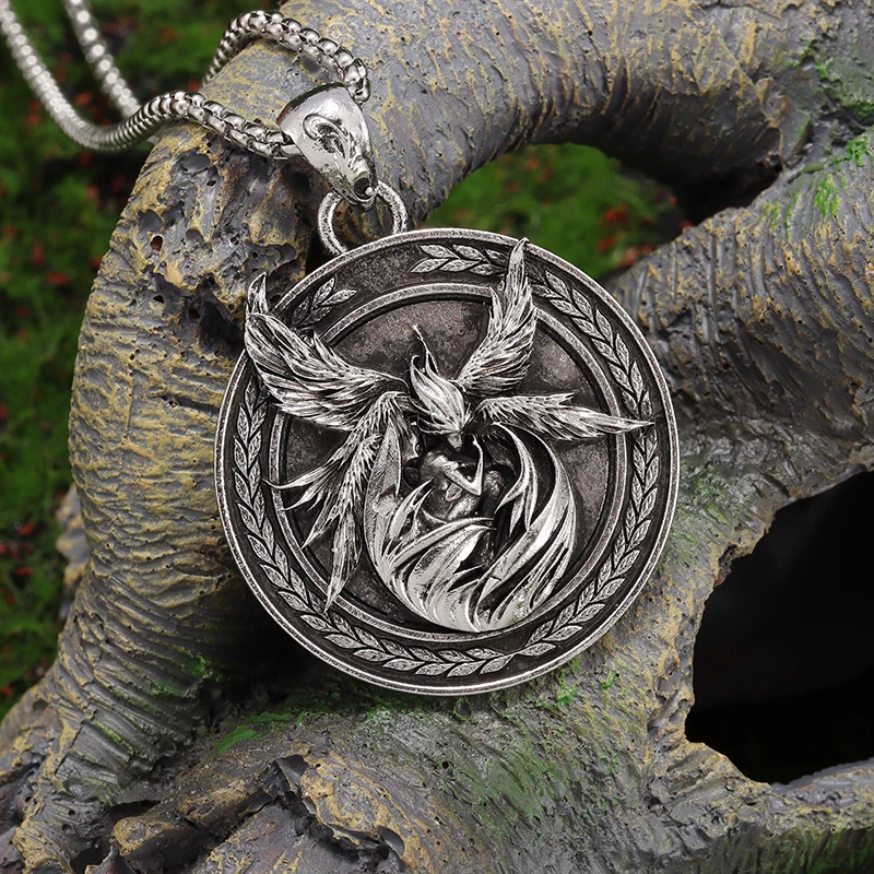 Ретро властная загадочная ведьма крылья ангела богиня медальон кулон ожерелье