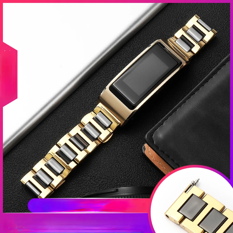 

Ремешок из нержавеющей стали и керамики для Huawei B5 B3 B6 GT2 Honor Magic, сменный металлический Смарт-браслет GT1