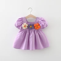 summer new girl puff sleeve dress princess skirt children summer girl baby flower skirt