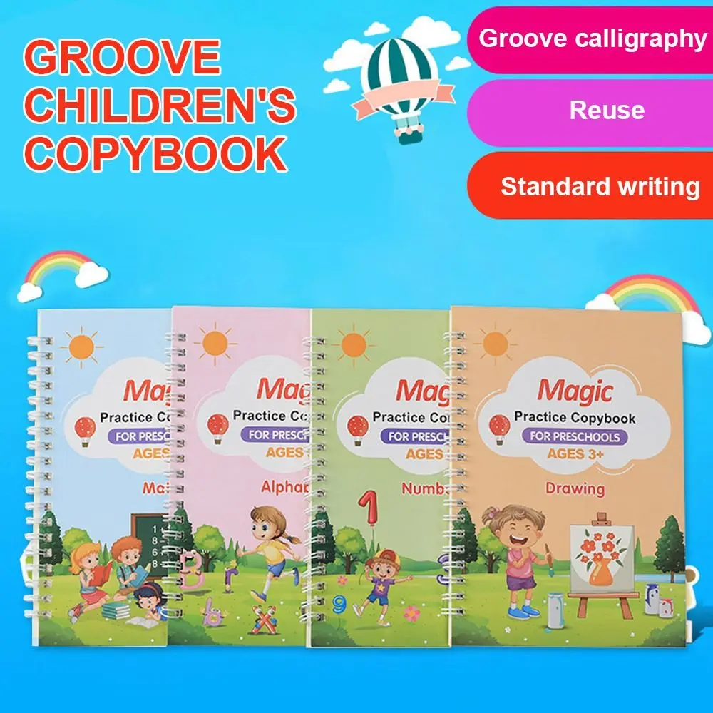 

version Full English Recess Pen Control Training Magic Calligraphy Poster Children's handwriting practice post