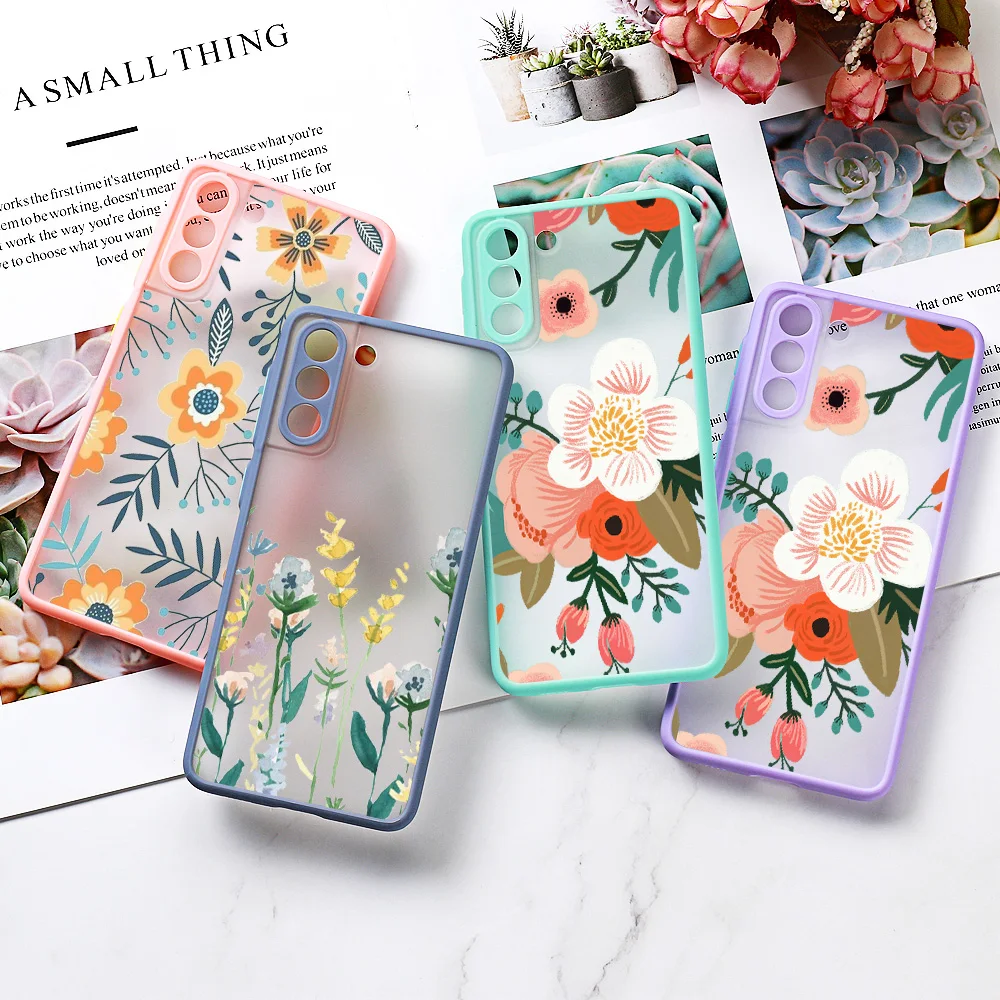 

Vintage Flower Case For Samsung S22 Ultra Cover S21 S22 Plus S20 Ultra Funda Galaxy S20 S21 FE M31 Carcasa Shockproof Coque