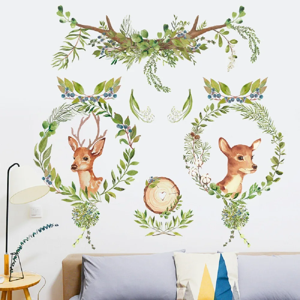 

Tropical Green Leaves Wall Stickers For Bedroom Living Room Sofa TV Background Wall Decor Removable Vinyl Wall Decals Home Decor