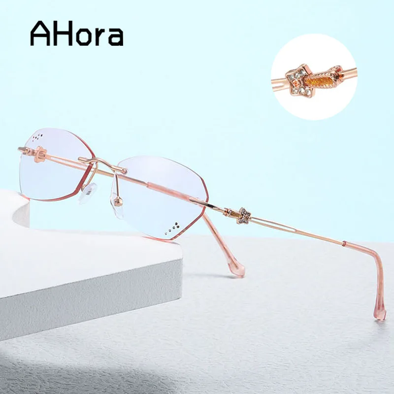 

Ahora Elegant Diamond Cutting Reading Glasses Lady Blue Light Filter Presbyopic Glasses Near Dual Women With +1.0 1.5 2.0 2.5 3