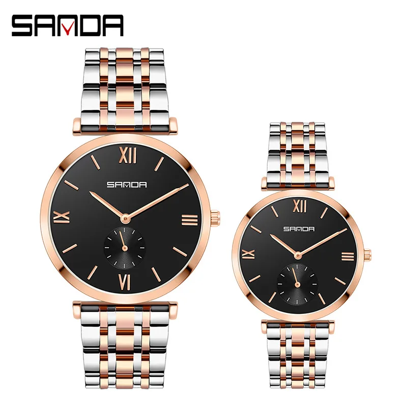 

Sanda new steel band lovers watch fashion life waterproof steel band watches for men and women