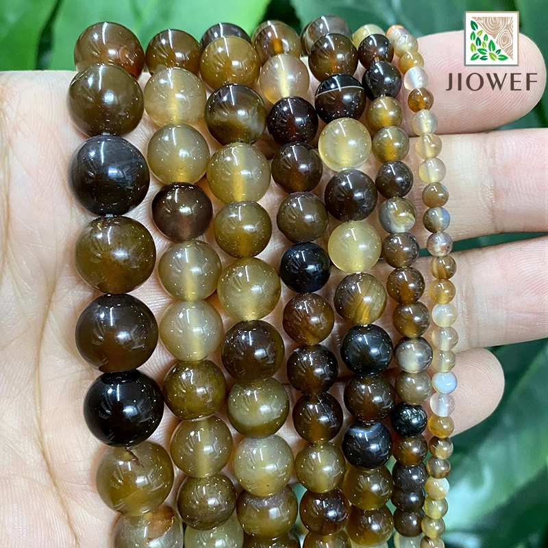 

Бусины Из Натурального коричневого агата, 4/6/8/10/12/14 мм