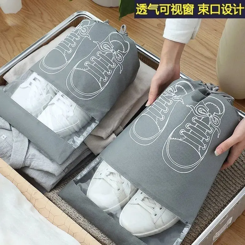 High quality Shoes Storage Bag Closet Shoes Organizer Nonwoven Travel Portable Shoes Bag Drawstring Shoes Storage Bag Waterproof