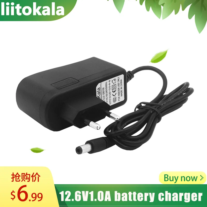 

Зарядное устройство для литиевых батарей LiitoKala, 12,6 в, 1 А, блок полимерных батарей 18650-100 в, зарядное устройство с вилкой Стандарта ЕС/США и про...