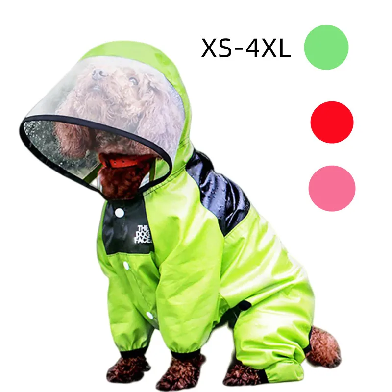 

Dog Face RainCoats Pet PU Waterproof Raincoat Jacket Jumpsuit Hoodies Clothes Puppy For Medium Small Dog Apparel Costume
