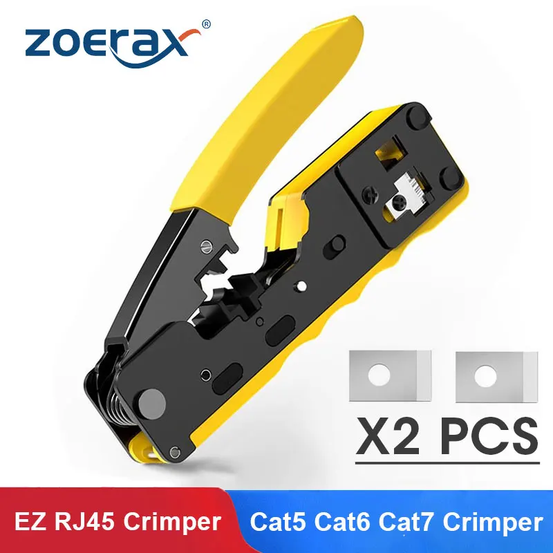 Обжимной инструмент ZoeRax RJ45 RJ11 для Cat7/6A Cat6/5 модульных разъемов Ethernet с зачисткой и