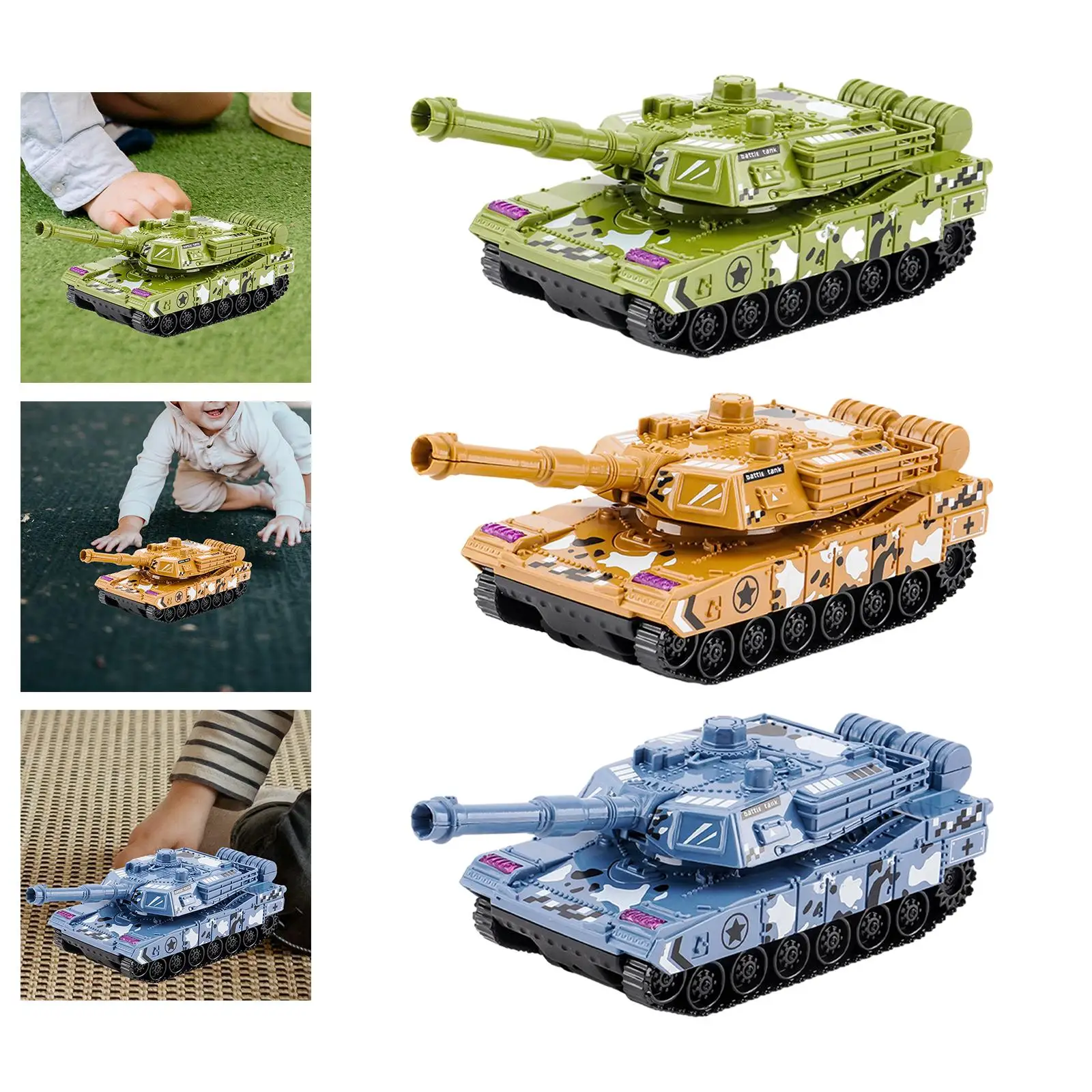 Фото Игрушки-танки с откатным механизмом, реалистичные портативные сувениры для вечеринок, прочный креативный автомобиль для детей 3-7 лет, подарок для девочек и мальчиков №3