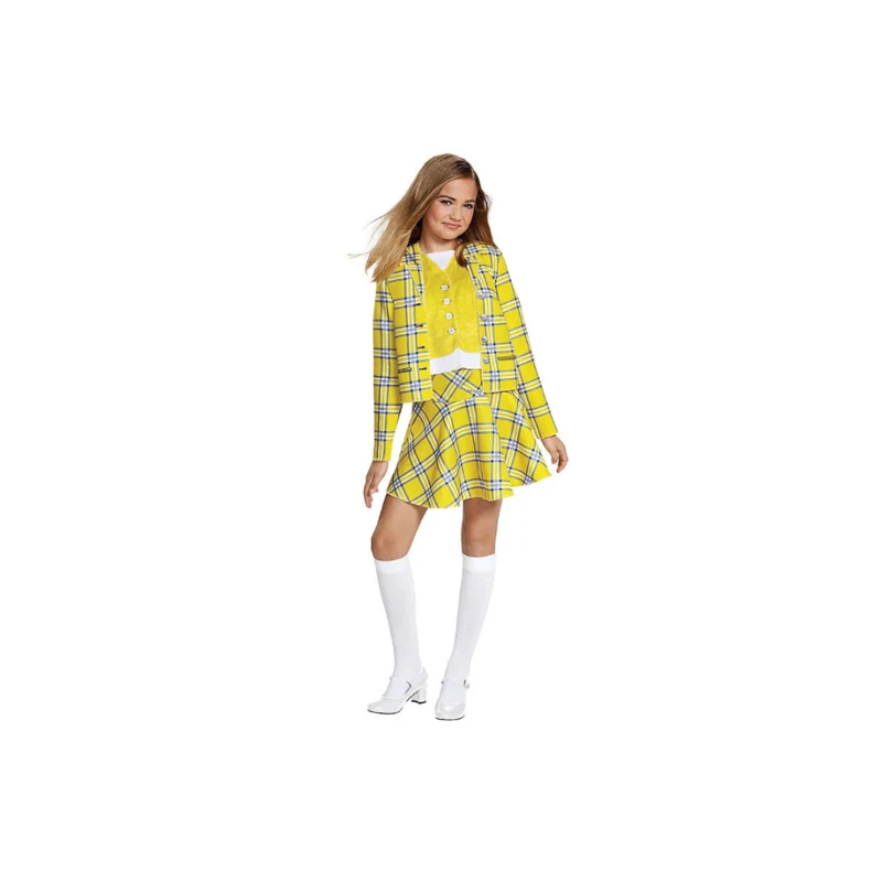 

Teenage Girls Clueless Cher Horowitz Costume 2 Piece Outfit Movie Alicia Silverstone Carnival Birthday Party Plaid Dress Cosplay