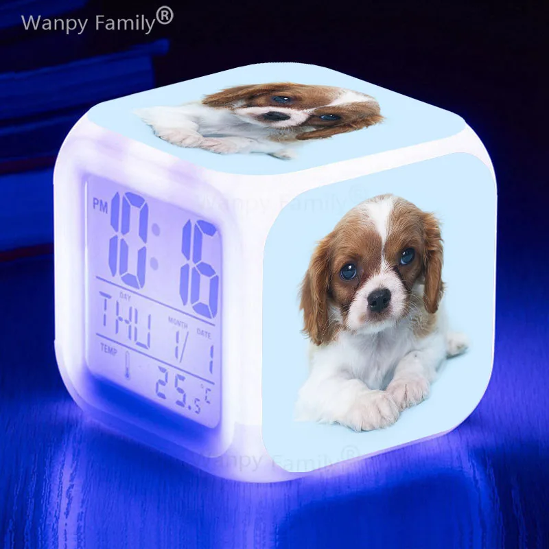 

Pet Dog Alarm Clock 7Color Glowing Led Digital Clock Kids Room Multifunction Touch Small Night Light Desk Clock Gift For Child