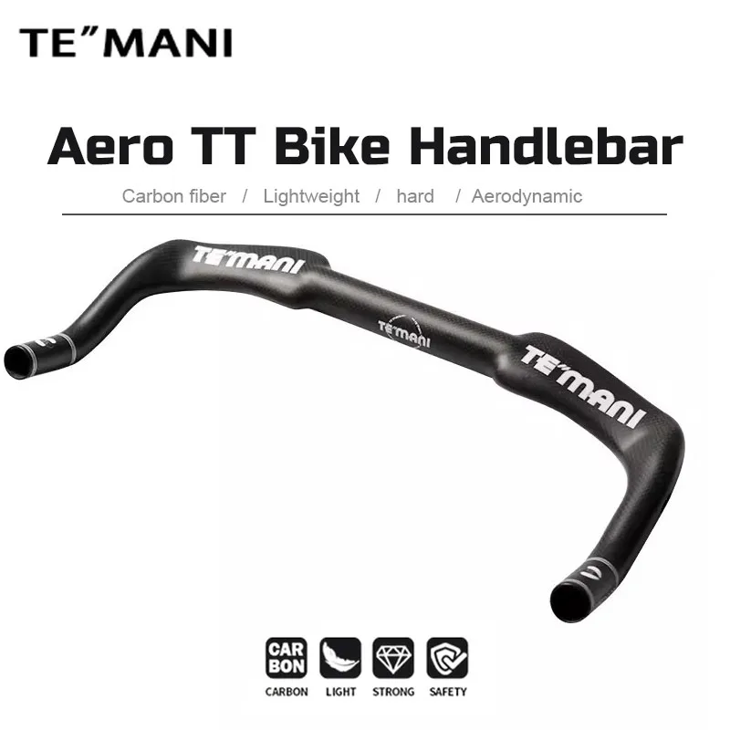 Фото Руль TEMANI Aero Flat Carbon TT Bullhorn для шоссейных велосипедов с фиксированной передачей, 400-440 мм, аксессуары для велоспорта №1