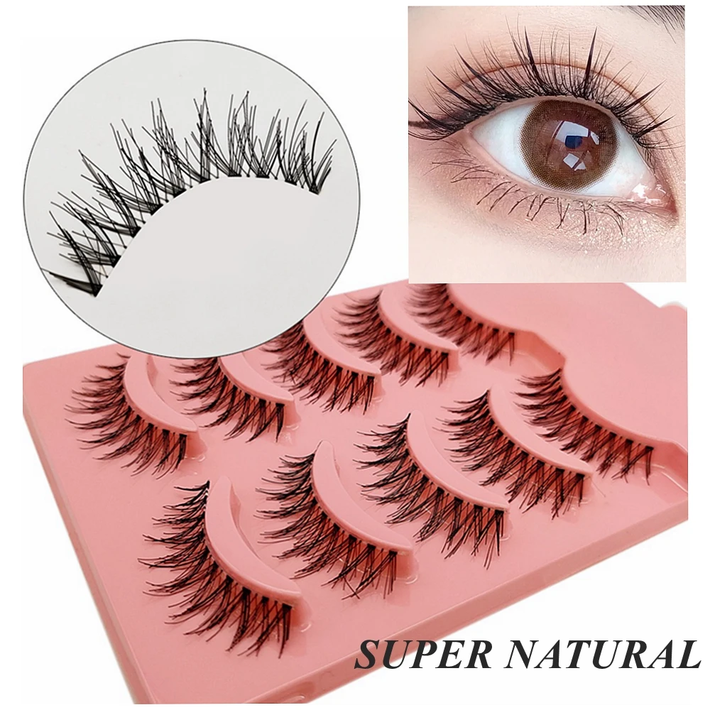 

5 Pairs False Eyelashes Super Natural Lashes Faux Cils 3D Fake Eyelashes Extension Soft Band lots,Long Thick Reusable for makeup