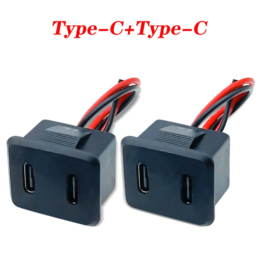 

Двухслойная розетка типа USB C, гнездовая розетка 3A Type-C, USB-разъем для зарядки, разъем питания с кабелем