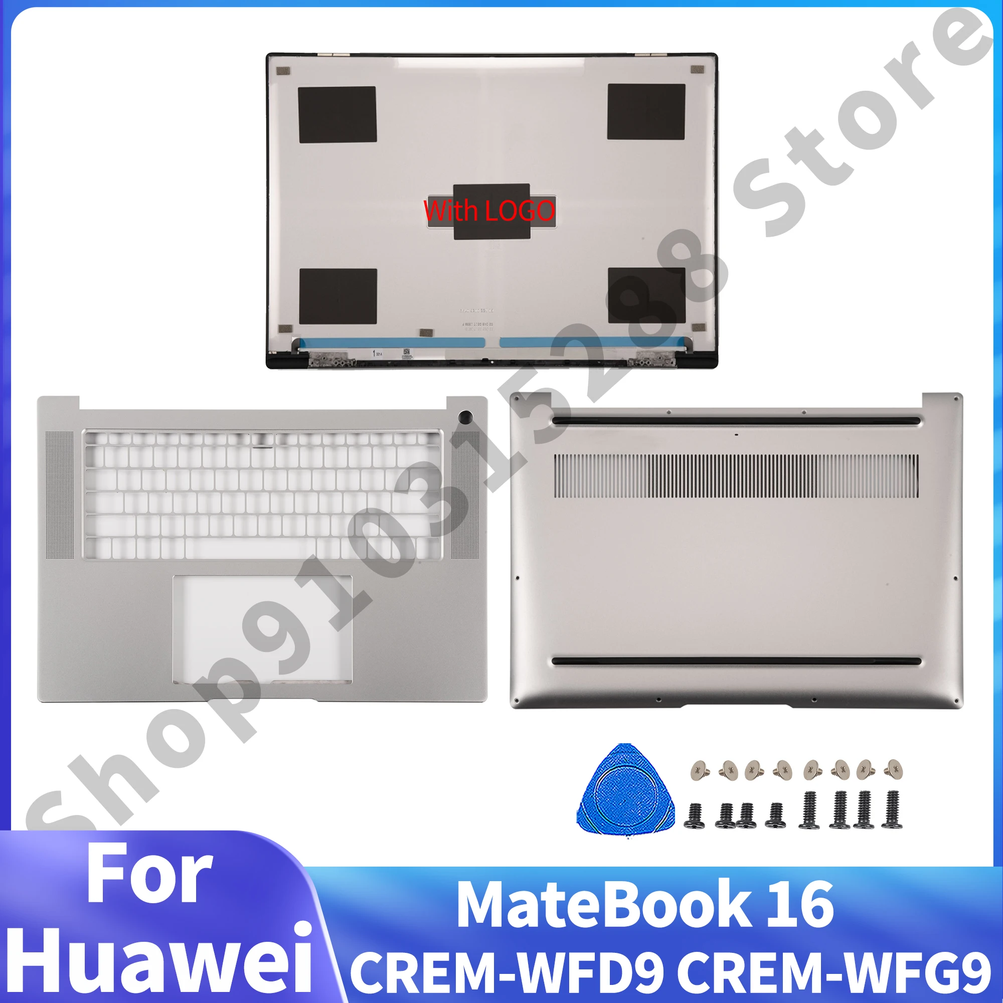 

Laptop Housing Case For Huawei MateBook 16 CREM-WFD9 CREM-WFG9 Aluminium LCD Back Cover Metal Palmrest Bottom Case Replace Gray