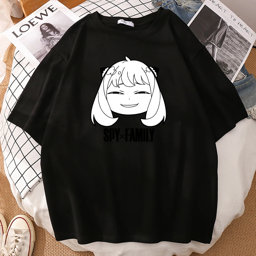 

Футболка мужская с принтом Смайла, мягкая воздухопроницаемая рубашка с принтом шпиона X Family Anya, летняя одежда для комиксов