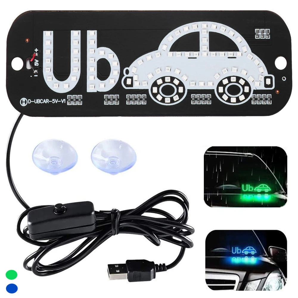 

Brighting USB Charger Car Inverter Car Window Decor LED Light Car LED Sign Ride Share With Suction Cup