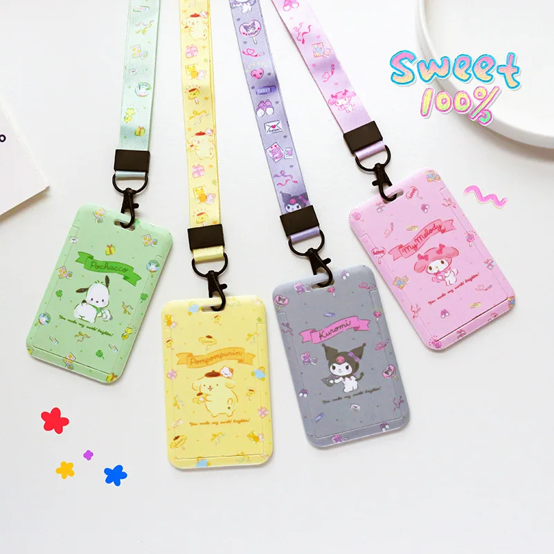 

Sanrio Hello Kitty Kulomi Cute Girl Cartoon Student Campus Meal Card Bag Doll Keychain Badge Bus Subway Card Protective Sleeve