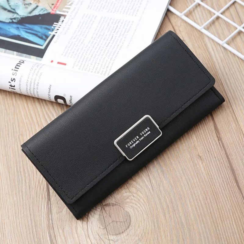 

New Fashion Women Wallets Brand Letter Long Tri-fold Wallet Purse Fresh Leather Female Clutch Card Holder Cartera Mujer