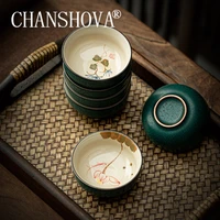 chanshova 60ml chinese style tea cup hand painted random texture small ceramic cups ceramic teacup coffee cup porcelain tea bowl