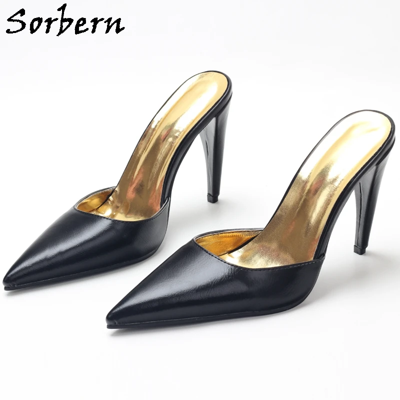 Шлепанцы унисекс на высоком каблуке с острым носком без застежки |