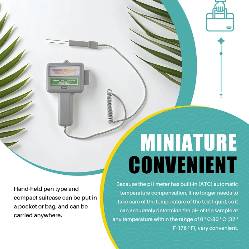 Тестер pH воды хлор качество бассейна спа измеритель уровня анализ измерительный