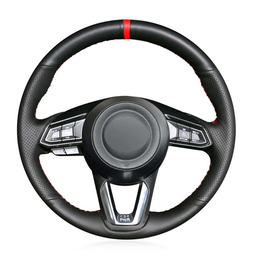 

Black Artificial Leather Red Marker Steering Wheel Cover for Mazda 3 Axela 2017-2018 Mazda 6 Atenza CX-3 CX-5 CX-9 Accessories