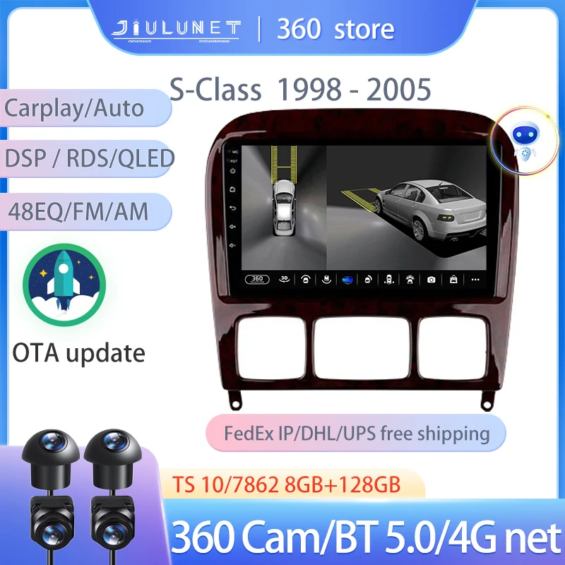 

JIULUNET Smart Stereo Android Auto 360 Cam радио для Mercedes Benz S-Class S Class W220 VV220 1998 - 2005 мультимедиа Carplay
