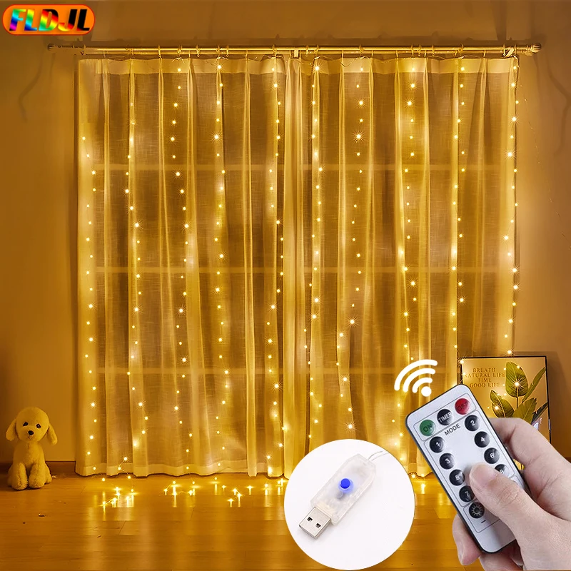 СВЕТОДИОДНАЯ Гирлянда-занавеска на окно питание от USB сказочные - Цена: 563.86
