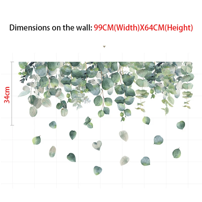 

Plant Eucalyptus Leaf Sticker Home Living Room Decor Vinyl Wall Sticker Top Corner Line Fallen Leaves DIY Kids Door Wallpaper