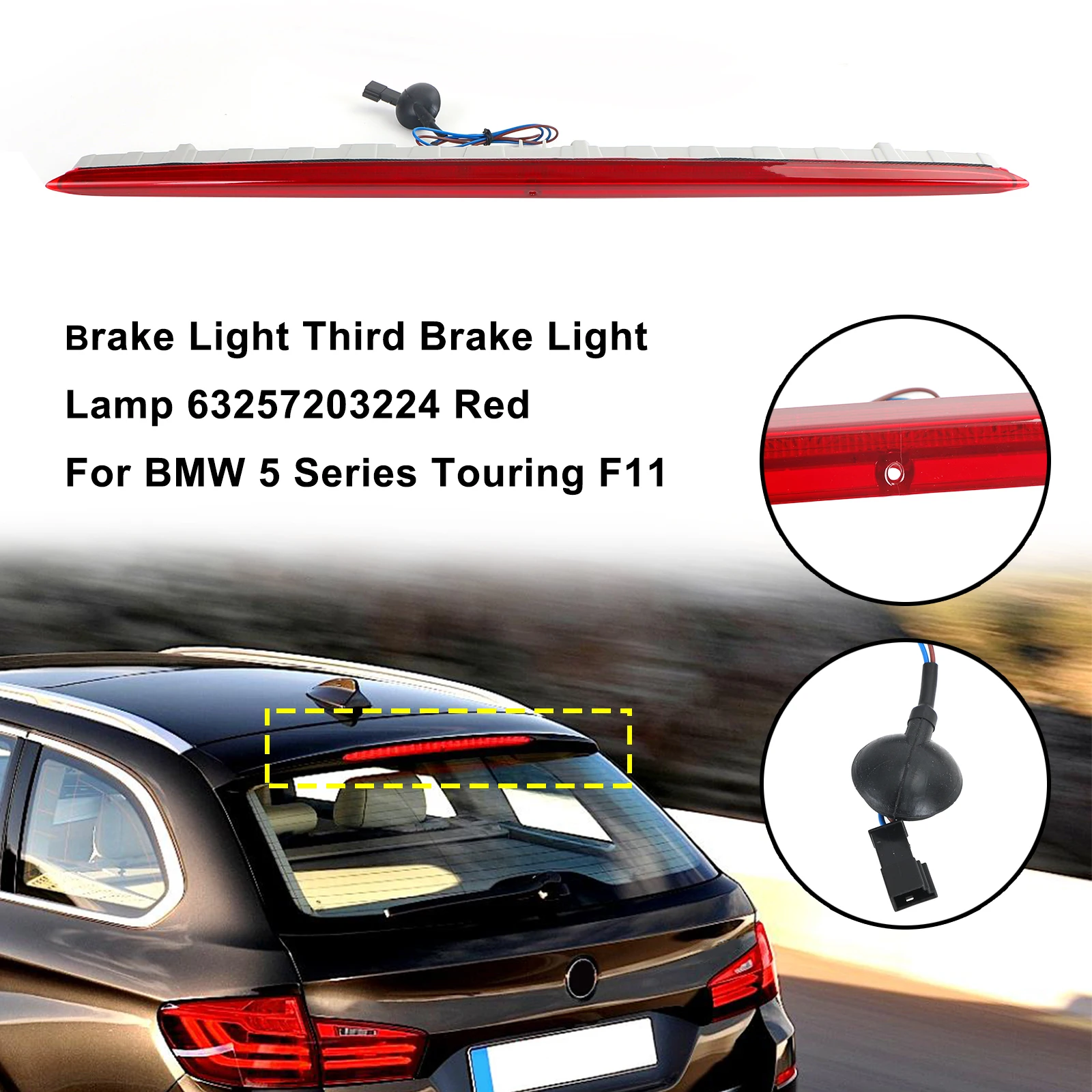 

Artudatech Brake Light Third Brake Light Lamp 63257203224 Red For BMW 5 Series Touring F11 Car Accessories